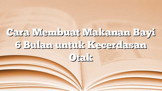 Cara Membuat Makanan Bayi 6 Bulan untuk Kecerdasan Otak