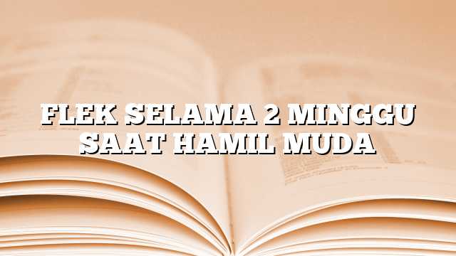 FLEK SELAMA 2 MINGGU SAAT HAMIL MUDA