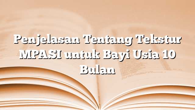 Penjelasan Tentang Tekstur MPASI untuk Bayi Usia 10 Bulan