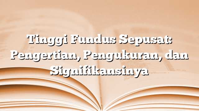 Tinggi Fundus Sepusat: Pengertian, Pengukuran, dan Signifikansinya